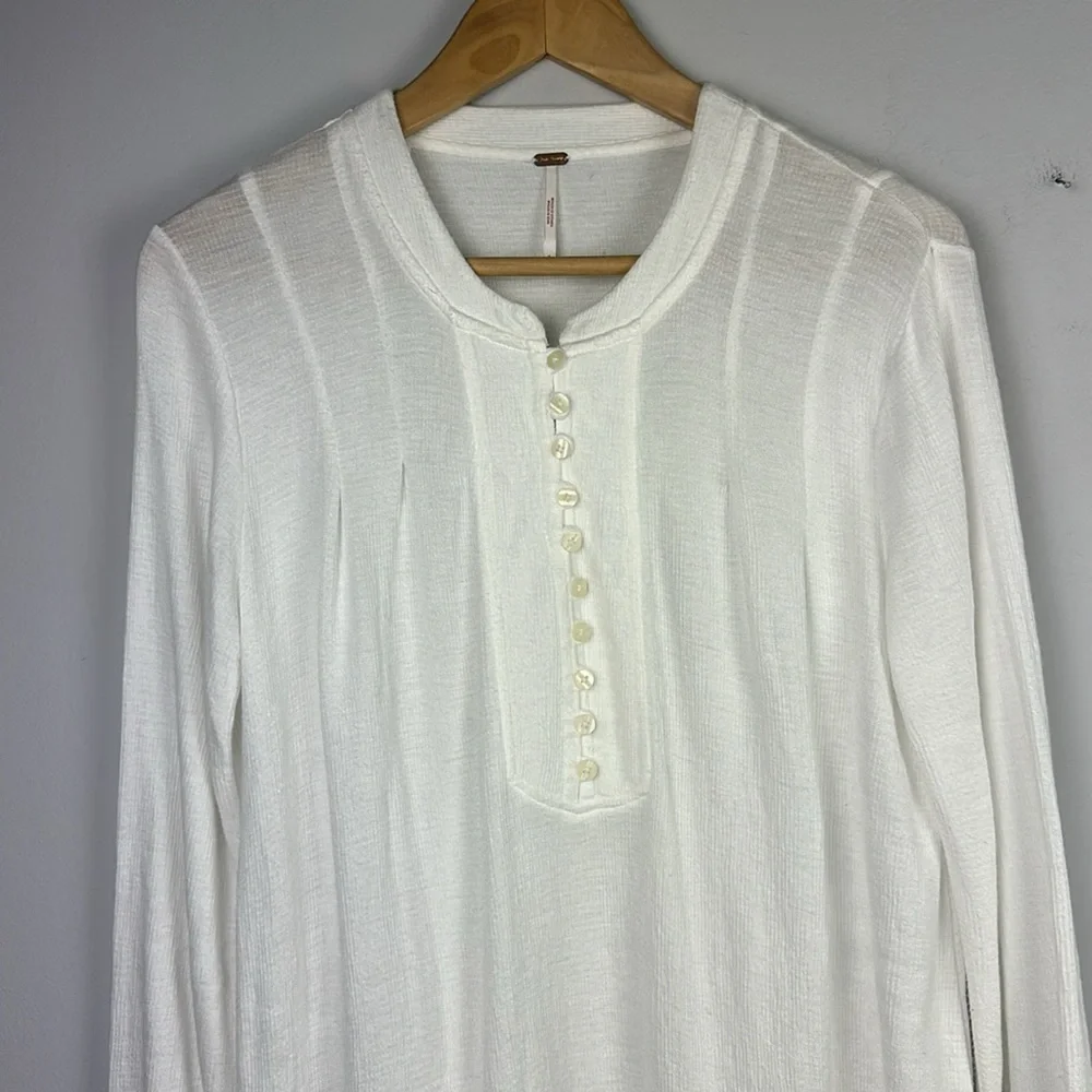 Free People Your Girl White Flounce Hem Textured Tunic Top Size S Mini Dress